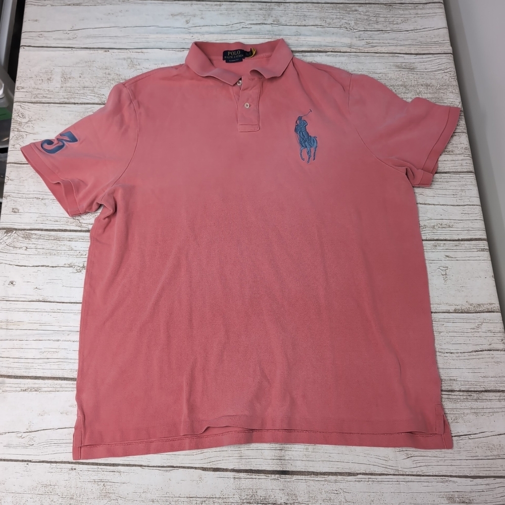 Polo Ralph Lauren Large Pony Salmon Pink Polo Shirt Men Size XXL